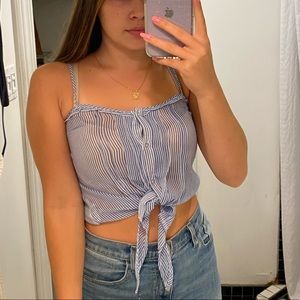 Sheer tie blouse tank top